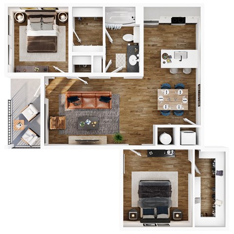 1 Bed 1 Bath Floor Plan | 1,021 Sq. Ft. at Terraces at High Mountain in Huntsville, Alabama